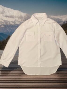 SHEIN White Long-Sleeve Button-Down Shirt